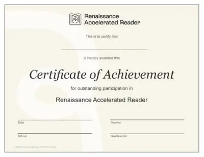Accelerated Reader certificate of achievement